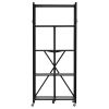 5-Tier Foldable Storage Shelf, 28W x 13D x 66H Inch Folding Metal Rack Shelving Unit, No Assembly Organizer Shelf with 5 Wheels & 4 Hooks for Pantry