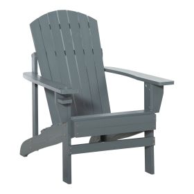 Oversized Adirondack Chair with Cupholder for Outdoor Fire Pit Porch Patio Backyard Dark Grey