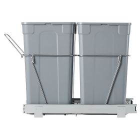 Pullout Trash Can for Kitchen Cabinets, 27QTx2 Double Under Sink Garbage Waste Recycling Bin, Under Mount Waste Container