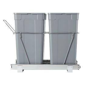 Pullout Trash Can for Kitchen Cabinets, 35 QT x2 Double Under Sink Garbage Waste Recycling Bin, Under Mount Waste Container