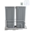 Pull-Out Trash Can, 50 QT x2 Double Under Mount Kitchen Waste Container, Heavy Duty Garbage Recycling Bin with Door Kit and Soft Close Slide