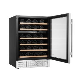 Wine Cooler, 46 Bottle Dual Zone Wine Fridge, Built-in & Freestanding Fridge with Glass Door, Adjustable Shelves, Digital Temperature Control