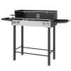 BBQ Rotisserie Charcoal Grill for Chicken Turkey with 3-Level Grate Storage Shelves Stainless Steel