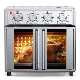 PlumChef 29.5 QT French Door Air Fryer Convection Toaster Oven, Extra Large 6 Slices, 1700W, Multifunction Oven for Air Fryer, Toast, Grill, Defrost