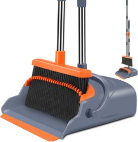 Upgrade Broom and Dustpan Set, Self-Cleaning with Dustpan Teeth, IndoorOutdoor Sweeping, Ideal for Dog Cat Pets Home Use
