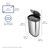 Automatic Kitchen Trash Can, 13 Gallon Stainless Steel, Motion Sensor Hands free Soft Close Lid Garbage Bin, Silver