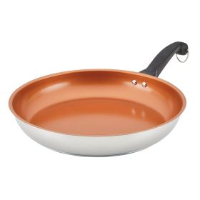 Classic Traditions 12.5 Inch Ceramic Nonstick Frying Pan, Induction Compatible, Metal Utensil Safe, Dishwasher Safe, Stainless Steel