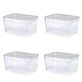 (4Pack)Clear Glossy Plastic Extra Tall Shoe Box with Lid, Adult Size,One Pair of Size, One Tier