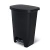 13 Gallon Trash Can | Plastic Kitchen Waste Bin with Odor Protection of Lid | Hands Free with Step On Foot Pedal and Garbage Bag Rings, Black
