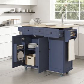 Kitchen Island, Kitchen Cart, Tableware Cabinet, Blue