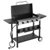Gas Griddle, 4-Burner Flat Top Grill, 29 inch Grill Plate Propane Griddle with Wheels, Lid, 28000 BTU Outdoor Flat Top Grills for Pan-Frying, Grilling