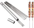304 Stainless Steel 13.2" Long Flat Barbecue Skewers,20PCS/40PCS BBQ Kebab Skewers with Portable Metal Storage Tube