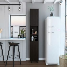 Pantry Cabinet Almada, Three Interior Shelves, Black Wengue Finish