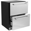 24" Undercounter Refrigerator, 2 Drawer Wine Refrigerator with Different Temperature, 4.87 Cu.ft. Capacity