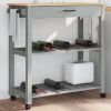 Kitchen Trolley MONZA 33.1"x15.7"x34.8" Solid Wood Pine