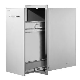 Pull Out Trash Drawer 13.6Wx26Hx19.3D Inch Lower Sliding Rails Stainless Steel Roll Out Trash Bin Pull Out Tray Outdoor Kitchen Trash Drawer with Hand