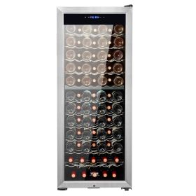 80-Bottle Wine Cooler, Dual Zone & Dual Temperature Wine Fridge, Freestanding Refrigerator with Circulating Air-cooling and Digital Control