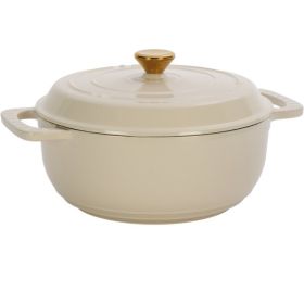 Cast iron 6QT cooking pot - ceramic white - comes with two silicone gloves - Enamel pot