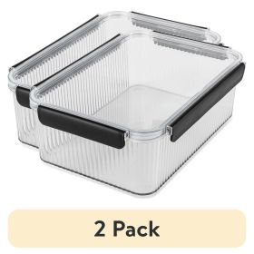 (2 pack) 16 Cup Plastic Pantry Storage Container, Clear