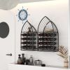 Sailboat Shaped Wine Cabinet Rack, 2 Piece Display Rack, Freestanding Wine Cabinet with Bottle Storage, Spirits and Wine Home Bar, Kitchen