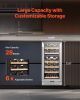 Wine Cooler, 28 Bottle Dual Zone Wine Fridge, Mini Wine Cooler Refrigerator with Glass Door, Adjustable Shelves, Digital Temperature Control
