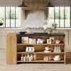 55" Kitchen Island Wood Kitchen Vintage Brown
