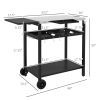 BBQ Island: Black Outdoor Kitchen Cart with Stainless Steel Top, Dual Shelves for Culinary Adventures|