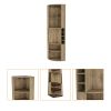 FM FURNITURE Clifton Corner Bar Cabinet, with 5 shelves,Cup Hanger and Eight Built-in Wine Rack,Macadamia
