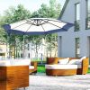 10FT Cantilever Patio Umbrella, Offset Umbrella with Crank and Cross Base for Deck, Backyard, Pool and Garden, Navy Blue
