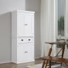 72 Kitchen Pantry Cabinet Storage, Freestanding Cupboard with Drawer 4 Doors Adjustable Shelves, White