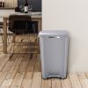 12.1 Gallon Trash Can, Plastic Soft Close Step On Kitchen Trash Can, Gray