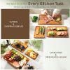 Deep-Carbonized Bamboo Cutting Boards for Kitchen with Wood Storage Stand