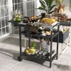 BBQ Island: Black Outdoor Kitchen Cart with Stainless Steel Top, Dual Shelves for Culinary Adventures|