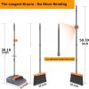 Upgrade Broom and Dustpan Set, Self-Cleaning with Dustpan Teeth, IndoorOutdoor Sweeping, Ideal for Dog Cat Pets Home Use