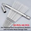 304 Stainless Steel 14.8" Long Flat Barbecue Skewers,20PCS/40PCS BBQ Kebab Skewers with Portable Metal Storage Tube