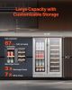 Wine and Beverage Refrigerator, 24 in Dual Zone Wine Cooler, Built-in & Freestanding Fridge with Glass Doors, Adjustable Shelves