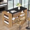 55" Kitchen Island Wood Kitchen Vintage Brown