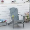 Oversized Adirondack Chair with Cupholder for Outdoor Fire Pit Porch Patio Backyard Dark Grey