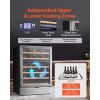 Wine Cooler, 46 Bottle Dual Zone Wine Fridge, Built-in & Freestanding Fridge with Glass Door, Adjustable Shelves, Digital Temperature Control