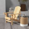 Modern Adirondack Chair Natural Wood with Cupholder for Patio Garden Supports 330 lbs