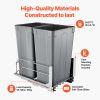 Pull-Out Trash Can, 50 QT x2 Double Under Mount Kitchen Waste Container, Heavy Duty Garbage Recycling Bin with Door Kit and Soft Close Slide