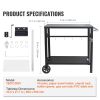 Outdoor Grill Dining Cart with Double-Shelf, BBQ Movable Food Prep Table, Multifunctional Iron Table Top, Portable Modular Carts for Pizza Oven