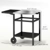 Outdoor Grill Dining Cart with Stainless Steel Top and Foldable Side Table
