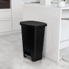13 Gallon Trash Can | Plastic Kitchen Waste Bin with Odor Protection of Lid | Hands Free with Step On Foot Pedal and Garbage Bag Rings, Black