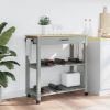 Kitchen Trolley MONZA 33.1"x15.7"x34.8" Solid Wood Pine