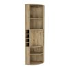 Oban Corner Bar Cabinet with Five Shelves , Eight Bottle Cubbies and Steamware Macadamia