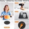 Silicone Trivet Mats - 1Heat Resistant Pot Holders, Multipurpose Non-Slip Hot Pads for Kitchen Potholders, Hot Dishers, Jar Opener, Spoon Holder