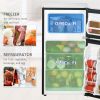 3.2 Cu Ft Compact Refrigerator, Mini Fridge with Freezer, Adjustable Shelves and Reversible Doors for Bedroom, Black
