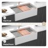 White Farmhouse Sink Workstation - 33 inch White Ceramic Double Bowl Farm Kitchen Sink