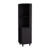 Kaia 70" Tall Corner Bar Cabinet With Four Shelves, Ten Wine Bottle Cubbies and Stemware in Black Wengue